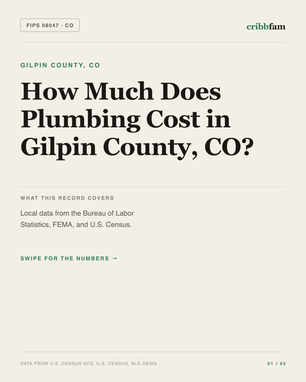 Plumbing in Gilpin County, CO — regional cost snapshot