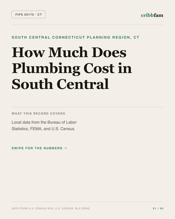 Plumbing in South Central Connecticut Planning Region, CT — regional cost snapshot