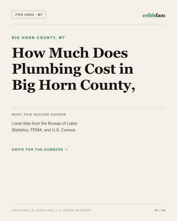 Plumbing in Big Horn County, MT — regional cost snapshot