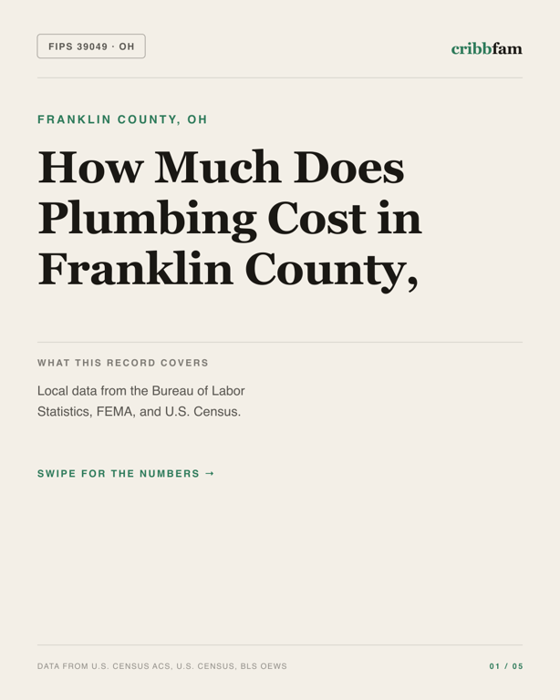 Plumbing in Franklin County, OH — regional cost snapshot