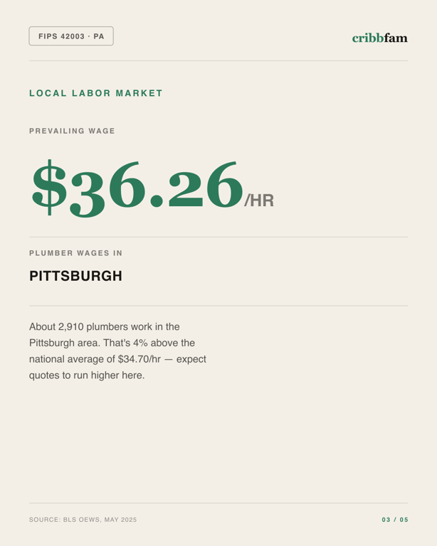 Plumbing in Allegheny County, PA — local labor market data