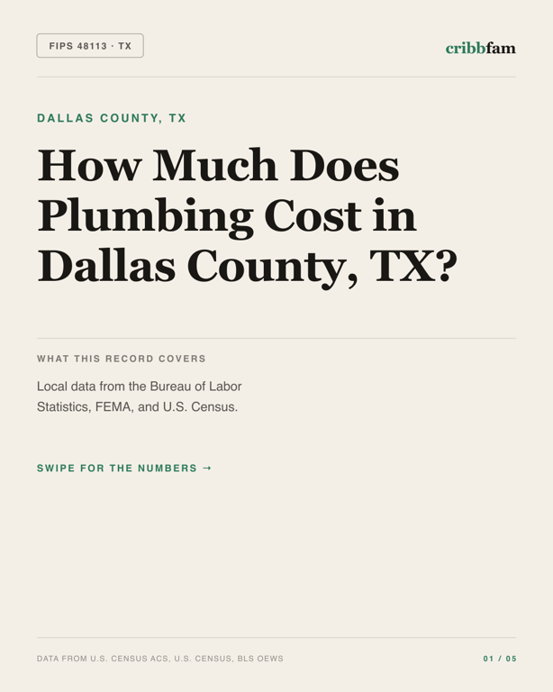 Plumbing in Dallas County, TX — regional cost snapshot