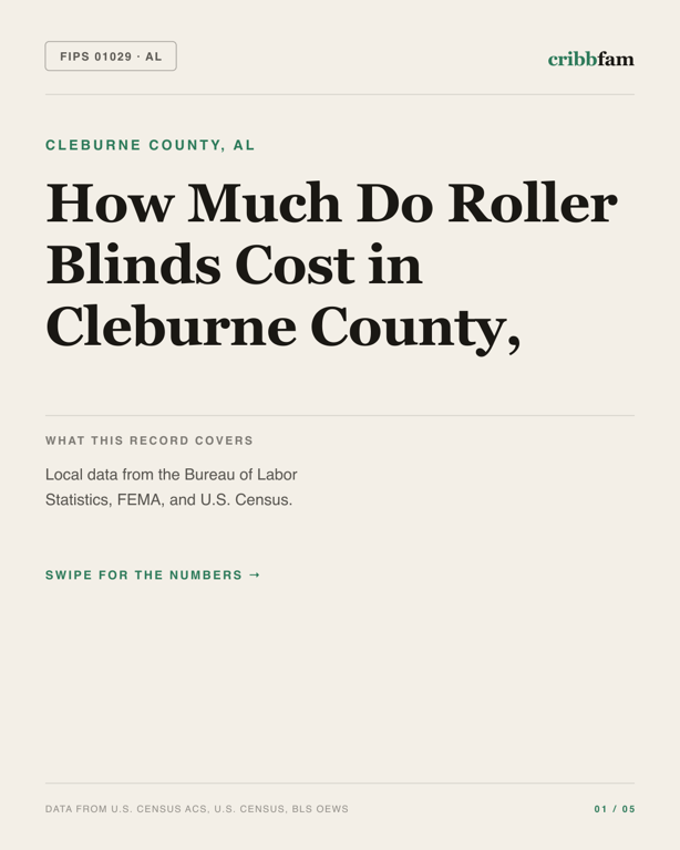 Roller Blinds in Cleburne County, AL — regional cost snapshot