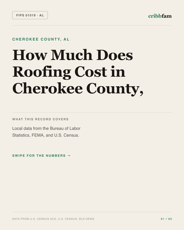 Roofing in Cherokee County, AL — regional cost snapshot