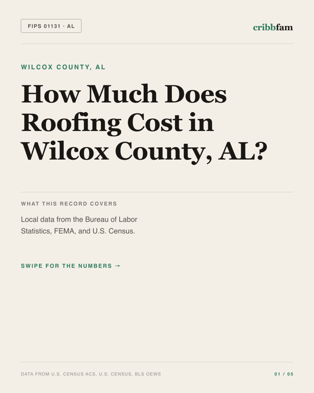 Roofing in Wilcox County, AL — regional cost snapshot
