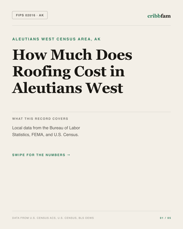 Roofing in Aleutians West Census Area, AK — regional cost snapshot