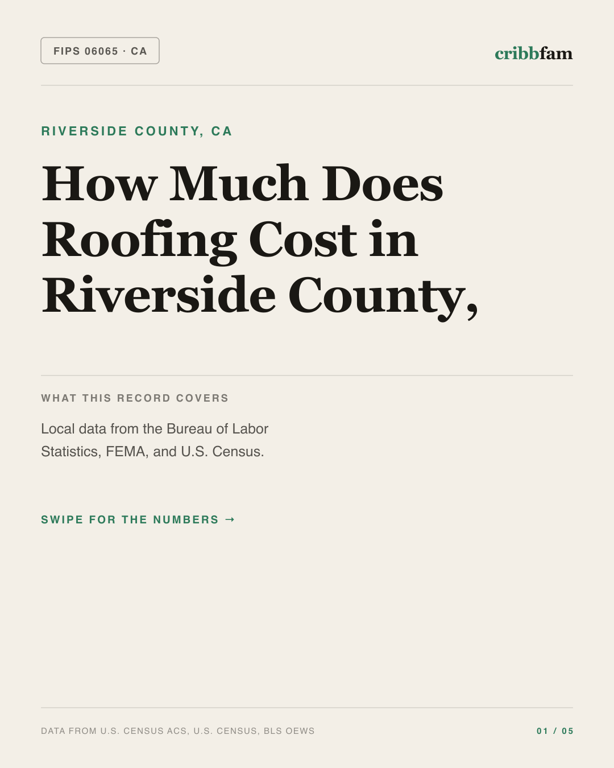 Roofing in Riverside County, CA — regional cost snapshot