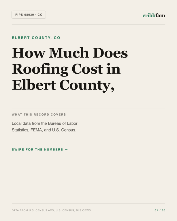 Roofing in Elbert County, CO — regional cost snapshot