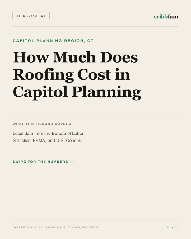 Roofing in Capitol Planning Region, CT — regional cost snapshot