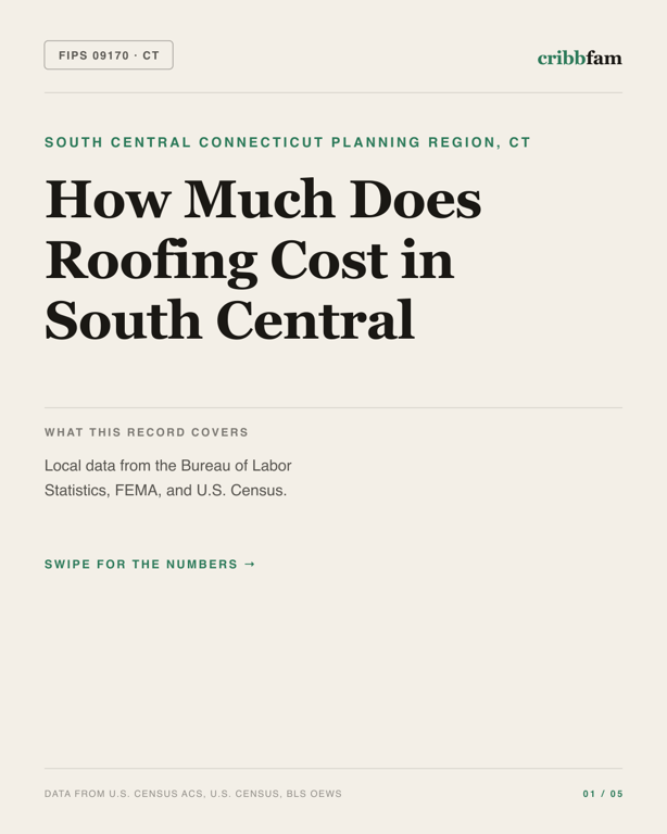 Roofing in South Central Connecticut Planning Region, CT — regional cost snapshot