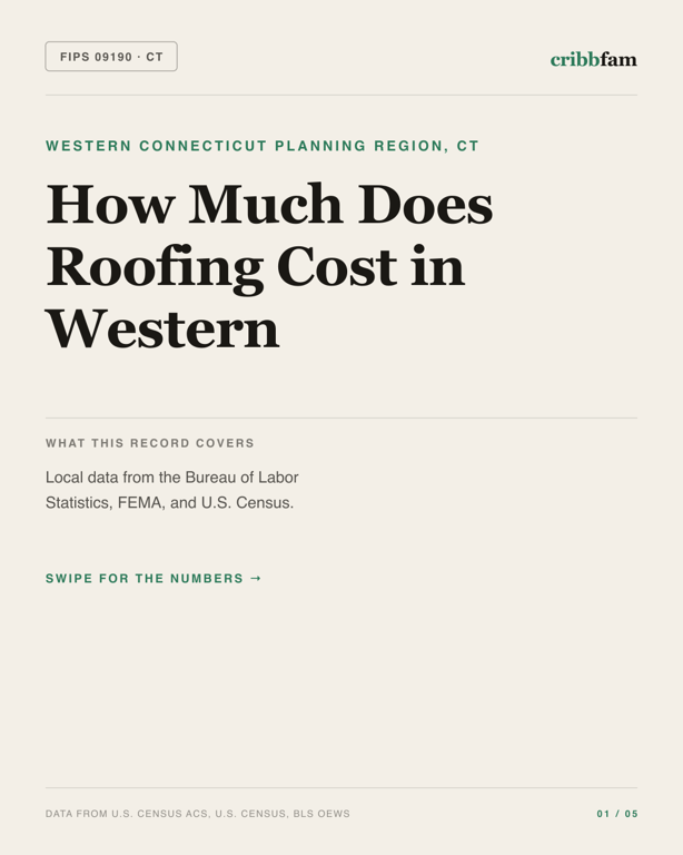 Roofing in Western Connecticut Planning Region, CT — regional cost snapshot