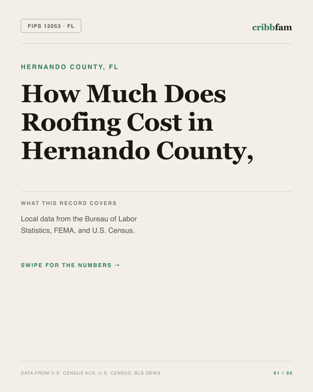 Roofing in Hernando County, FL — regional cost snapshot