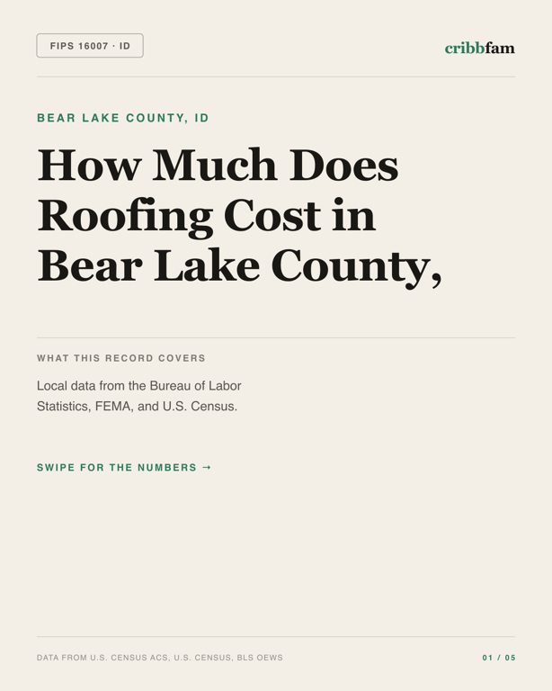 Roofing in Bear Lake County, ID — regional cost snapshot