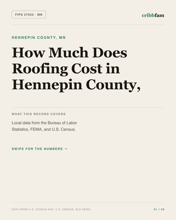 Roofing in Hennepin County, MN — regional cost snapshot