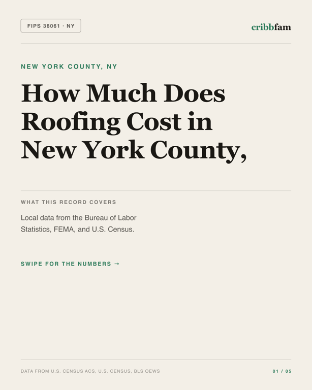 Roofing in New York County, NY — regional cost snapshot