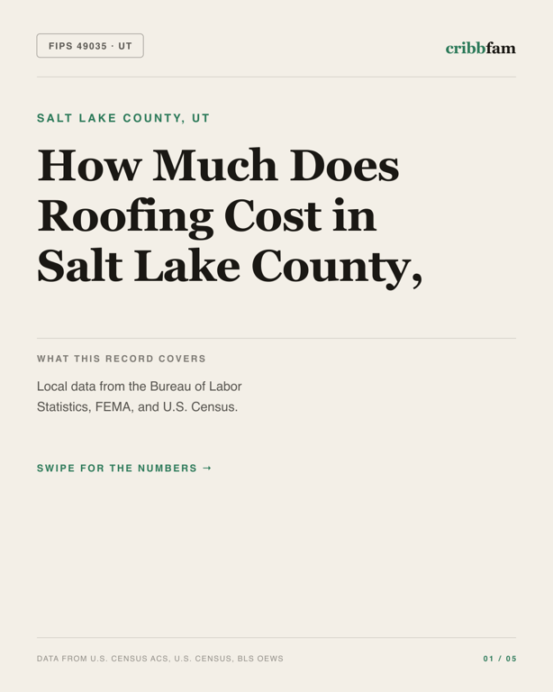 Roofing in Salt Lake County, UT — regional cost snapshot