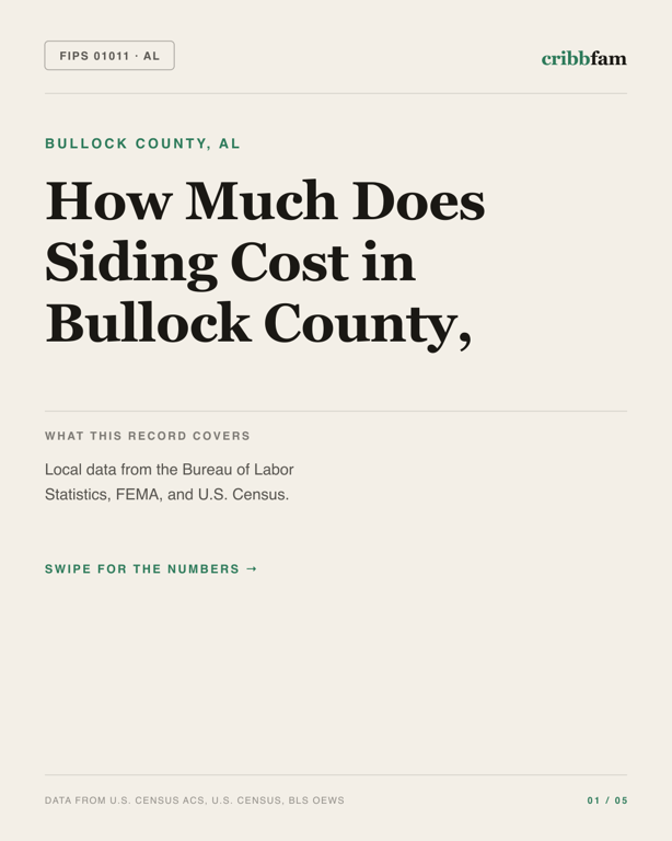 Siding in Bullock County, AL — regional cost snapshot