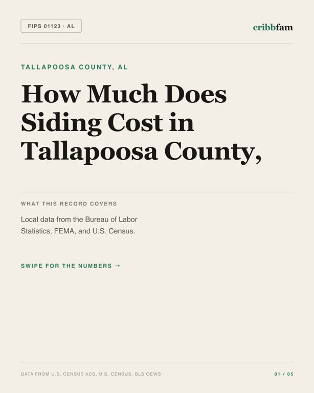 Siding in Tallapoosa County, AL — regional cost snapshot