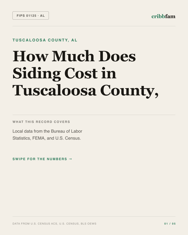 Siding in Tuscaloosa County, AL — regional cost snapshot