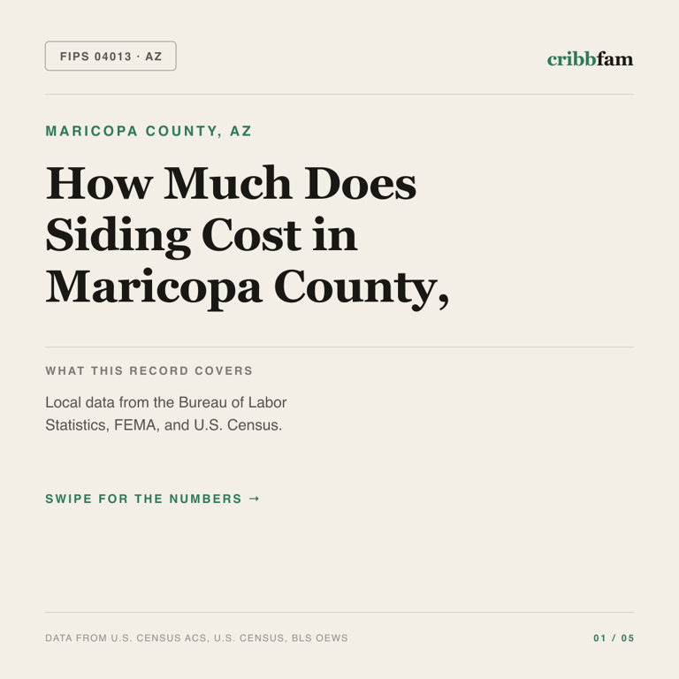 Siding cost snapshot for Maricopa County, AZ