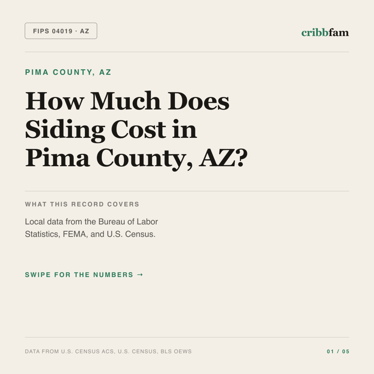 Siding cost snapshot for Pima County, AZ