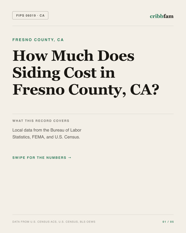 Siding in Fresno County, CA — regional cost snapshot