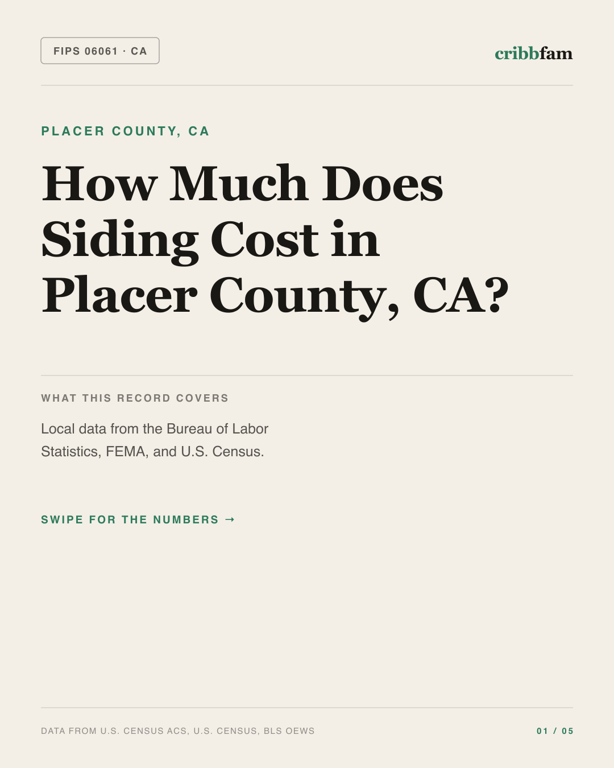 Siding in Placer County, CA — regional cost snapshot