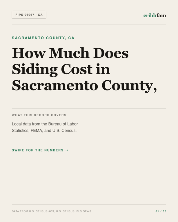 Siding in Sacramento County, CA — regional cost snapshot