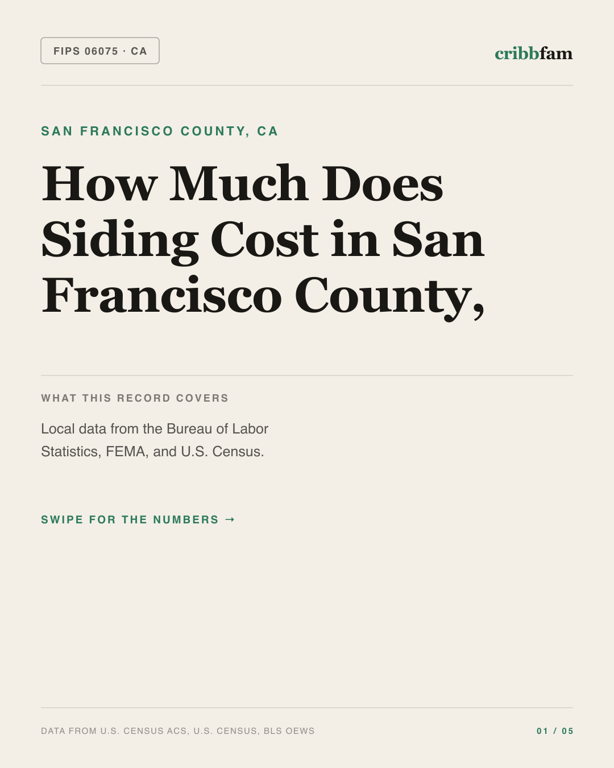 Siding in San Francisco County, CA — regional cost snapshot
