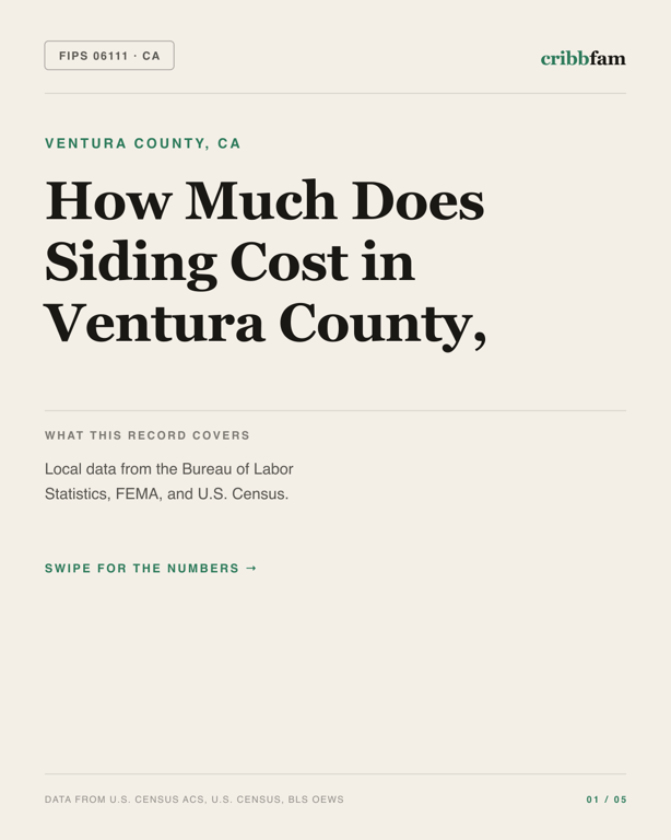 Siding in Ventura County, CA — regional cost snapshot