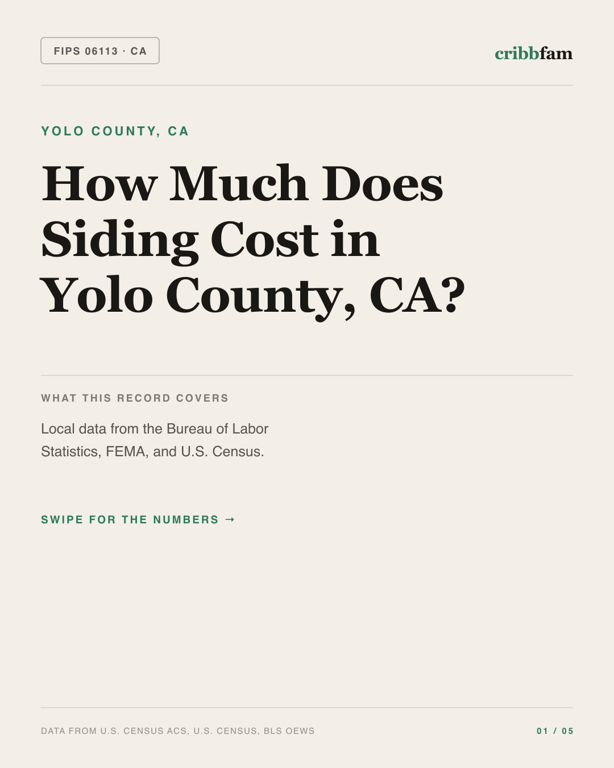 Siding in Yolo County, CA — regional cost snapshot