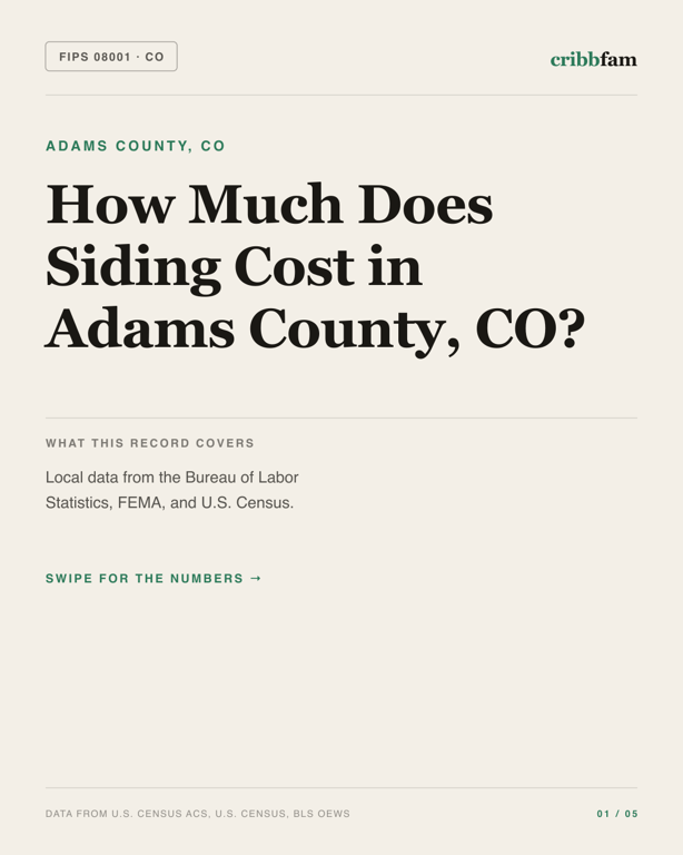 Siding in Adams County, CO — regional cost snapshot