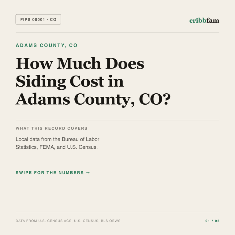 Siding cost snapshot for Adams County, CO