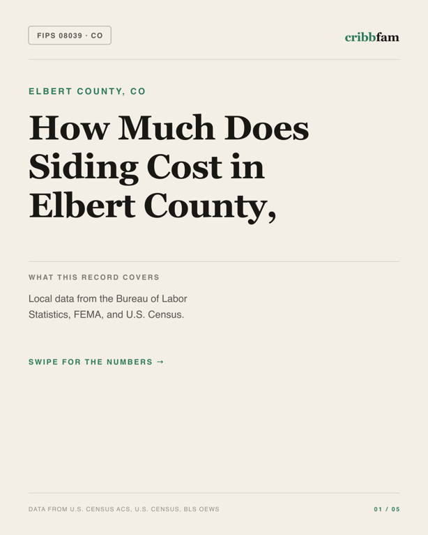 Siding in Elbert County, CO — regional cost snapshot