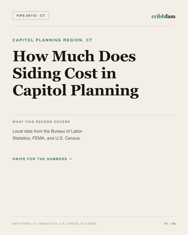 Siding in Capitol Planning Region, CT — regional cost snapshot
