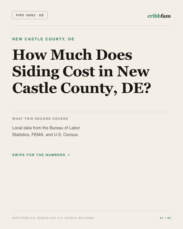 Siding in New Castle County, DE — regional cost snapshot