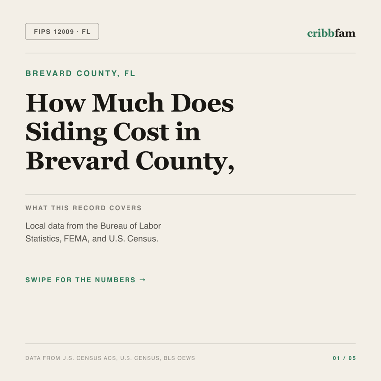 Siding cost snapshot for Brevard County, FL