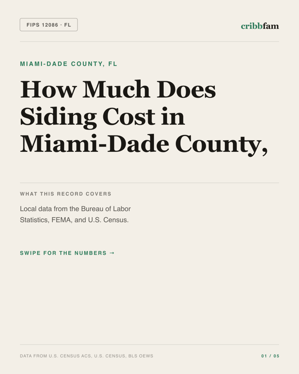 Siding in Miami Dade County, FL — regional cost snapshot