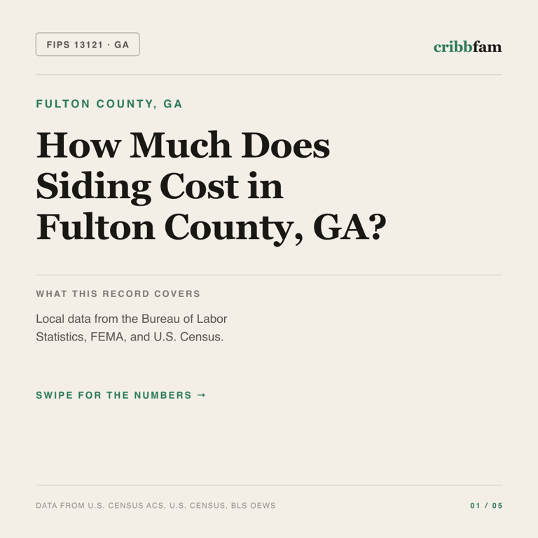 Siding cost snapshot for Fulton County, GA