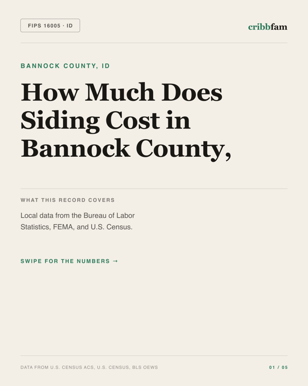 Siding in Bannock County, ID — regional cost snapshot
