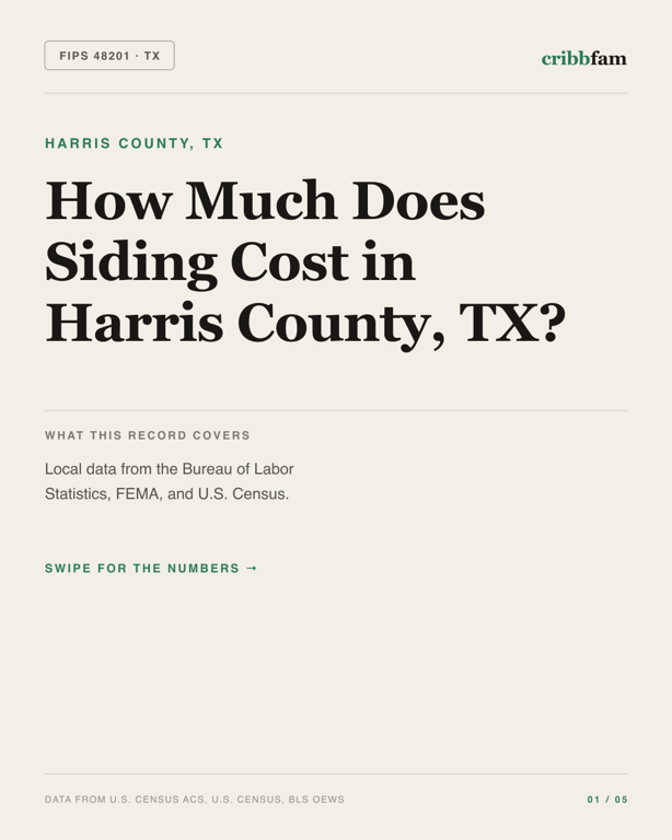 Siding in Harris County, TX — regional cost snapshot