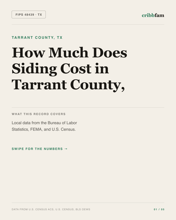 Siding in Tarrant County, TX — regional cost snapshot
