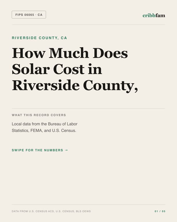 Solar in Riverside County, CA — regional cost snapshot