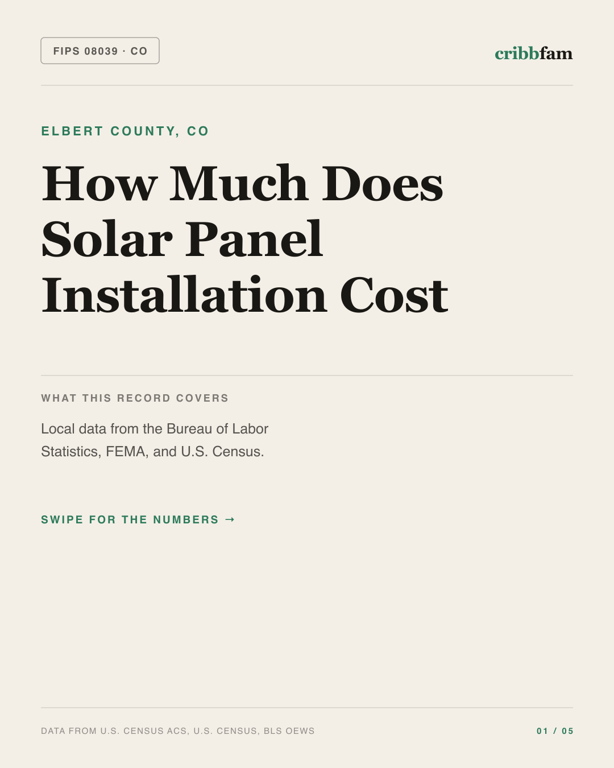 Solar in Elbert County, CO — regional cost snapshot