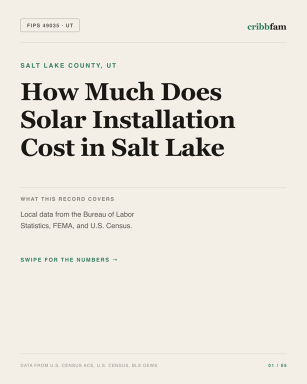 Solar in Salt Lake County, UT — regional cost snapshot