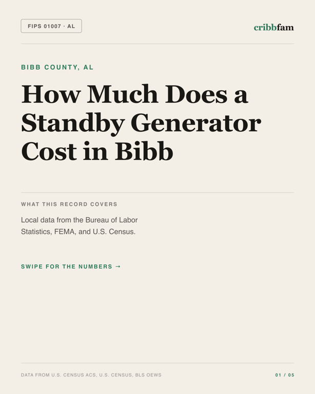 Standby Generators in Bibb County, AL — regional cost snapshot