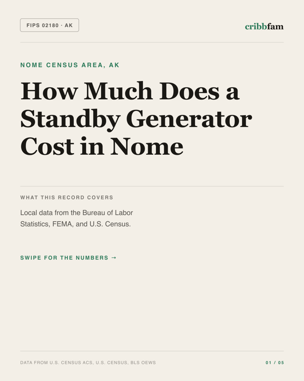 Standby Generators in Nome Census Area, AK — regional cost snapshot