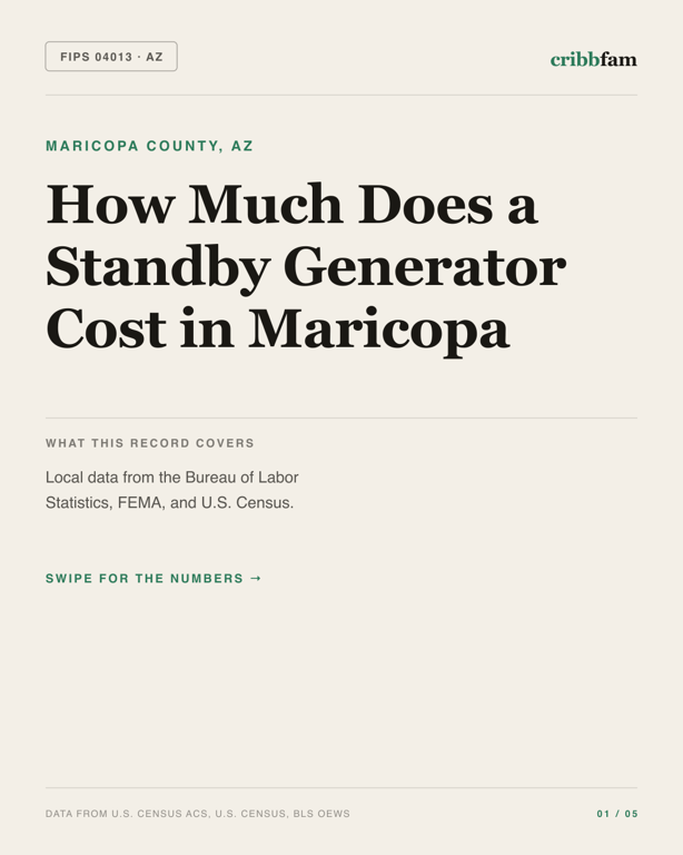 Standby Generators in Maricopa County, AZ — regional cost snapshot
