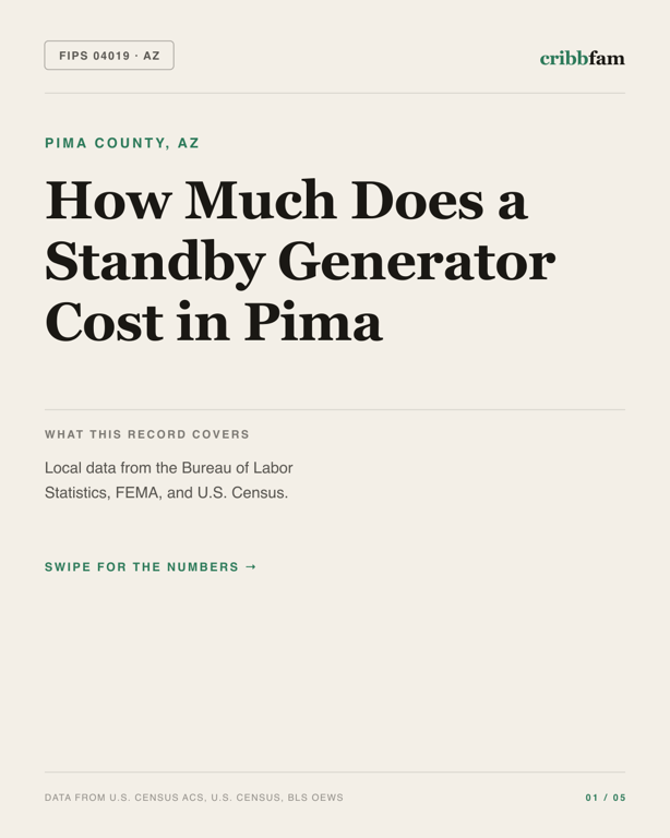Standby Generators in Pima County, AZ — regional cost snapshot