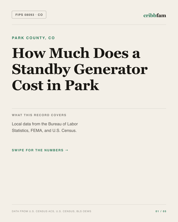 Standby Generators in Park County, CO — regional cost snapshot